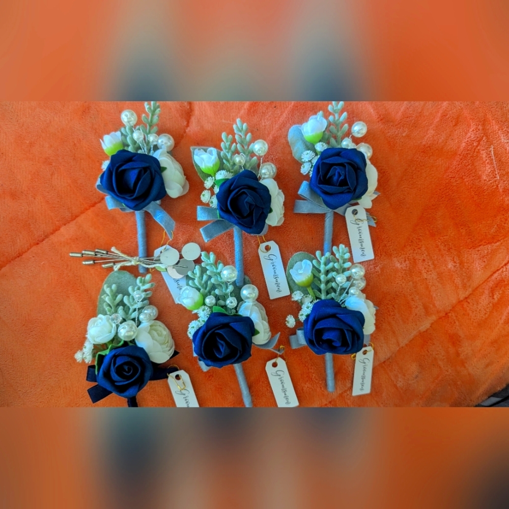 Ling's Moment Set of 6 Boutonniere for Men for Wedding Groom Groomsmen Bouton...